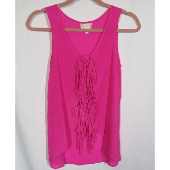 Rieley Tops - Rieley Pink Fringed Silk Sleeveless Top Size Small -READ DESC-